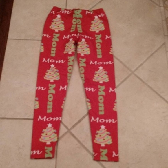 Lolly Wolly Doodle Red Mom Christmas Leggings - Picture 5 of 6